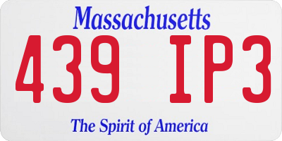 MA license plate 439IP3