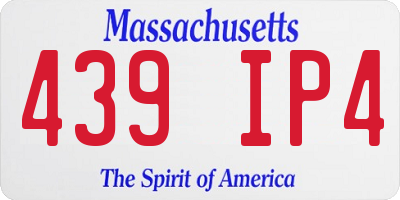 MA license plate 439IP4