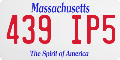 MA license plate 439IP5