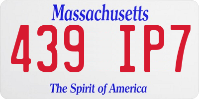 MA license plate 439IP7