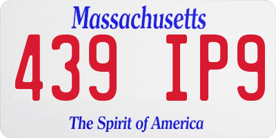 MA license plate 439IP9