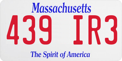 MA license plate 439IR3