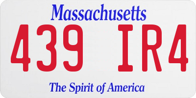 MA license plate 439IR4