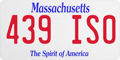 MA license plate 439IS0