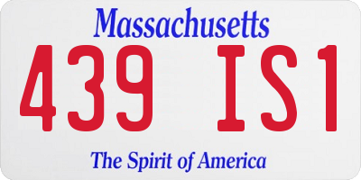 MA license plate 439IS1