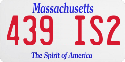 MA license plate 439IS2