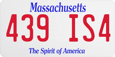 MA license plate 439IS4