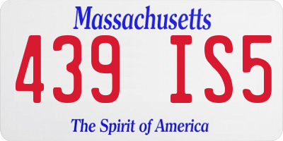 MA license plate 439IS5