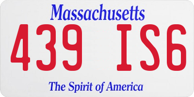 MA license plate 439IS6