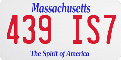 MA license plate 439IS7