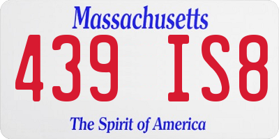 MA license plate 439IS8