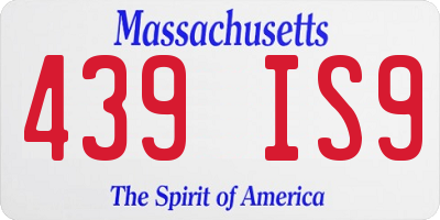 MA license plate 439IS9