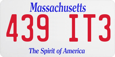 MA license plate 439IT3