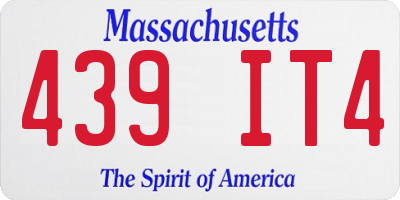 MA license plate 439IT4