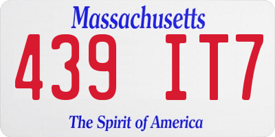 MA license plate 439IT7