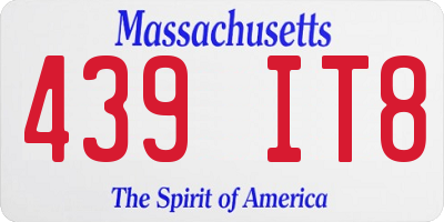 MA license plate 439IT8