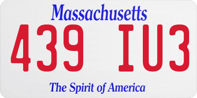 MA license plate 439IU3