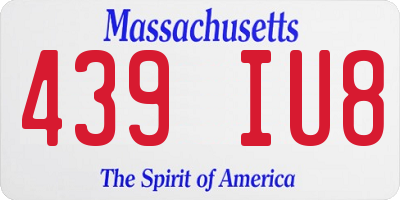 MA license plate 439IU8