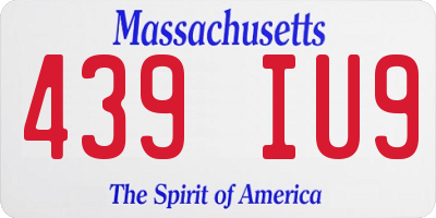 MA license plate 439IU9