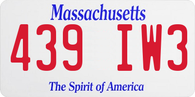 MA license plate 439IW3