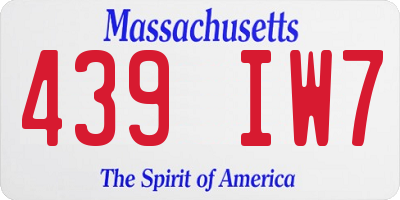 MA license plate 439IW7