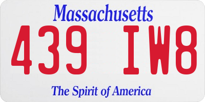 MA license plate 439IW8