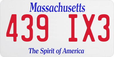 MA license plate 439IX3