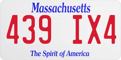 MA license plate 439IX4