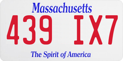 MA license plate 439IX7
