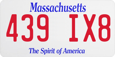 MA license plate 439IX8