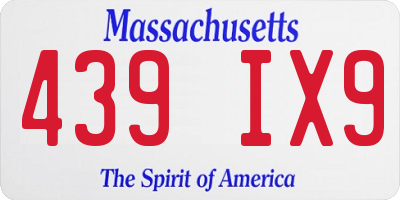 MA license plate 439IX9