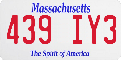 MA license plate 439IY3