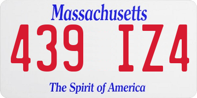 MA license plate 439IZ4