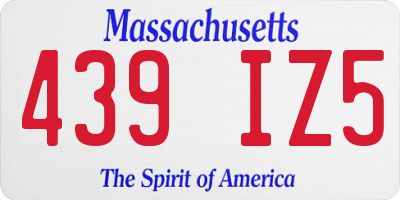 MA license plate 439IZ5