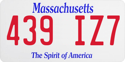 MA license plate 439IZ7