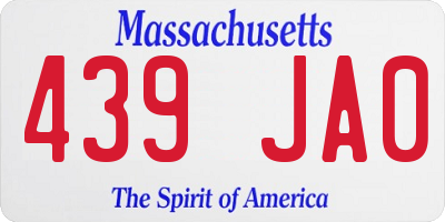 MA license plate 439JA0
