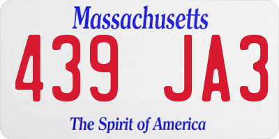 MA license plate 439JA3