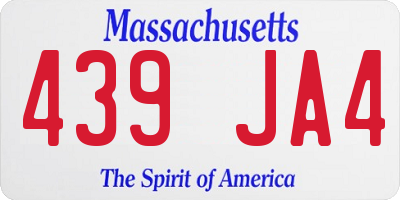 MA license plate 439JA4