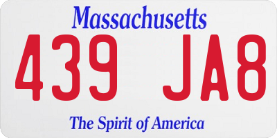 MA license plate 439JA8