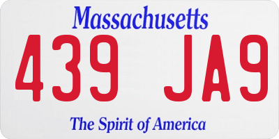 MA license plate 439JA9