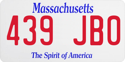 MA license plate 439JB0