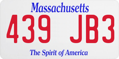 MA license plate 439JB3