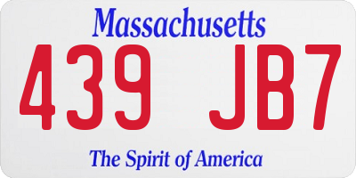MA license plate 439JB7