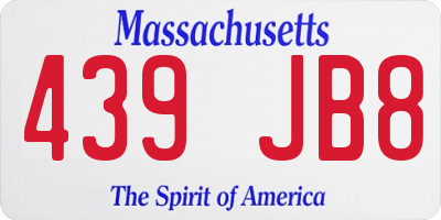 MA license plate 439JB8