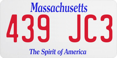 MA license plate 439JC3