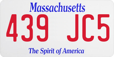 MA license plate 439JC5