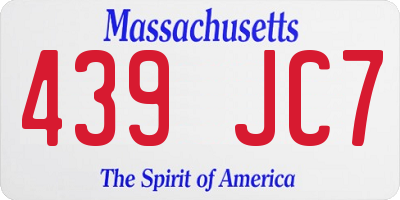 MA license plate 439JC7