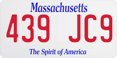 MA license plate 439JC9