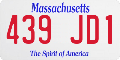 MA license plate 439JD1