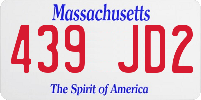 MA license plate 439JD2